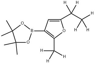 (2-Methyl-5-ethyl-d8)-furan-3-boronic acid pinacol ester 化学構造式