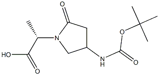 (2S)-2-[2-氧代-4-(BOC-氨基)-1-吡咯烷基]丙酸, , 结构式