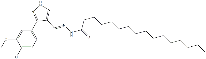 (E)-N'-((3-(3,4-dimethoxyphenyl)-1H-pyrazol-4-yl)methylene)palmitohydrazide