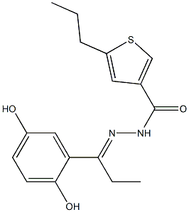 (E)-N'-(1-(2,5-dihydroxyphenyl)propylidene)-5-propylthiophene-3-carbohydrazide