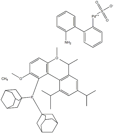 甲磺酸-2-(二-1-金刚烷基膦基)-3,6-二甲氧基-2',4',6'-三异丙基-1,1'-联苯(2-氨基-1,1'-联苯-2-基)钯(II) 结构式