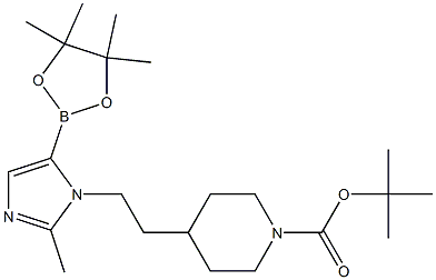 tert-butyl 4-(2-(2-methyl-5-(4,4,5,5-tetramethyl-1,3,2-dioxaborolan-2-yl)-1H-imidazol-1-yl)ethyl)piperidine-1-carboxylate Struktur