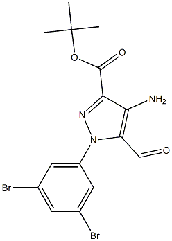 tert-butyl 4-amino-1-(3,5-dibromophenyl)-5-formyl-1H-pyrazole-3-carboxylate Structure