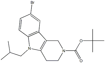 tert-butyl 8-bromo-5-isobutyl-3,4-dihydro-1H-pyrido[4,3-b]indole-2(5H)-carboxylate Struktur