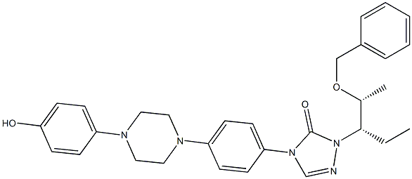 1-((2R,3S)-2-(benzyloxy)pentan-3-yl)-4-(4-(4-(4-hydroxyphenyl)piperazin-1-yl)phenyl)-1H-1,2,4-triazol-5(4H)-one 化学構造式