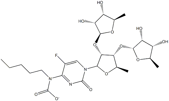 pentyl(1-((2R,3R,4R,5R)-3,4-bis(((2S,3R,4S,5R)-3,4-dihydroxy-5-methyltetrahydrofuran-2-yl)oxy)-5-methyltetrahydrofuran-2-yl)-5-fluoro-2-oxo-1,2-dihydropyrimidin-4-yl)carbamate Structure