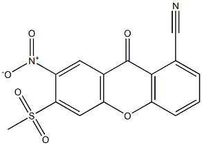 (6-(methylsulfonyl)-7-nitro-9-oxo-9H-xanthene-1-carbonitrile) Struktur