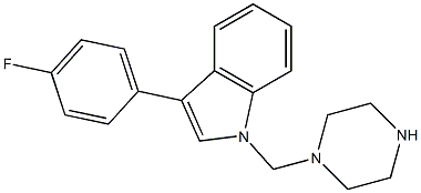 3-(4-fluorophenyl)-1-(piperazin-1-ylmethyl)-1H-indole,,结构式