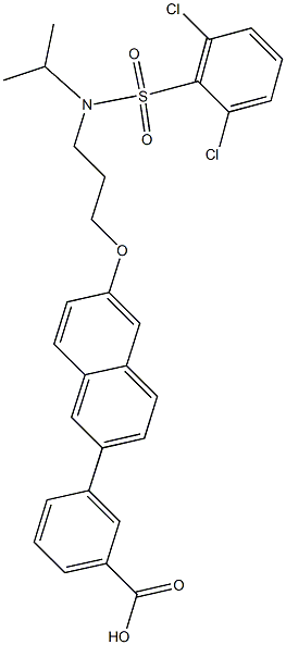 3-(6-(3-(2,6-dichloro-N-isopropylphenylsulfonamido)propoxy)naphthalen-2-yl)benzoic acid Structure