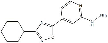 3-cyclohexyl-5-(2-hydrazinylpyridin-4-yl)-1,2,4-oxadiazole Struktur