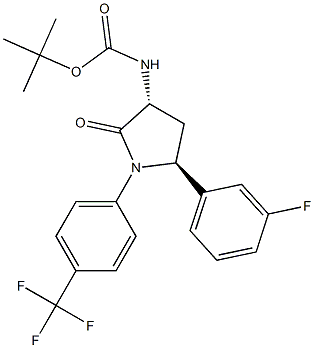 tert-butyl (3R,5S)-5-(3-fluorophenyl)-2-oxo-1-(4-(trifluoromethyl)phenyl)pyrrolidin-3-ylcarbamate Structure