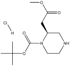 (S)-tert-Butyl 2-(2-methoxy-2-oxoethyl)piperazine-1-carboxylate hydrochloride Structure