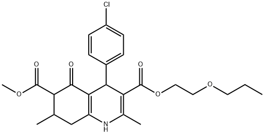 6-methyl 3-(2-propoxyethyl) 4-(4-chlorophenyl)-2,7-dimethyl-5-oxo-1,4,5,6,7,8-hexahydroquinoline-3,6-dicarboxylate Structure