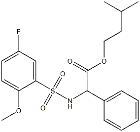 isopentyl 2-(5-fluoro-2-methoxyphenylsulfonamido)-2-phenylacetate Struktur