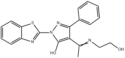 (E)-1-(benzo[d]thiazol-2-yl)-4-(1-((2-hydroxyethyl)imino)ethyl)-3-phenyl-1H-pyrazol-5-ol Structure