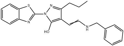 (E)-1-(benzo[d]thiazol-2-yl)-4-(2-(benzylamino)vinyl)-3-propyl-1H-pyrazol-5-ol Structure