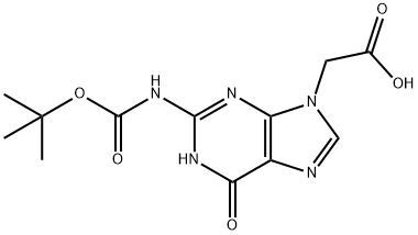 2-(2-((叔丁氧基羰基)氨基)-6-氧代-1H-嘌呤-9(6H)-基)乙酸, 1028077-12-4, 结构式