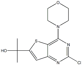 2-(2-chloro-4-morpholinothieno[3,2-d]pyrimidin-6-yl)propan-2-ol 化学構造式