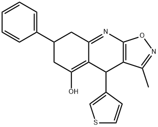 3-methyl-7-phenyl-4-(thiophen-3-yl)-4,6,7,8-tetrahydroisoxazolo[5,4-b]quinolin-5-ol Structure