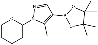 5-METHYL-1-(TETRAHYDRO-2H-PYRAN-2-YL)-4-(4,4,5,5-TETRAMETHYL-1,3,2-DIOXABOROLAN-2-YL)-1H-PYRAZOLE, 1072709-32-0, 结构式