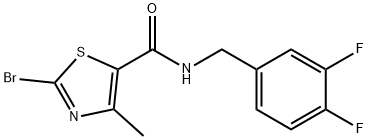 2-溴-N-(3,4-二氟苄基)-4-甲基噻唑-5-甲酰胺, 1072806-42-8, 结构式
