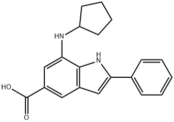 7-(Cyclopentylamino)-2-phenyl-1H-indole-5-carboxylic acid 结构式