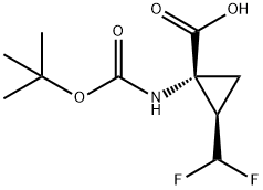 (1R,2R)-1-(tert-butoxycarbonylamino)-2-(difluoromethyl)cyclopropanecarboxylic acid Struktur