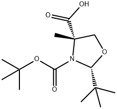 (2R,4S)-3-(叔丁氧羰基)-2-(叔丁基)-4-甲基恶唑烷-4-羧酸,1179522-58-7,结构式