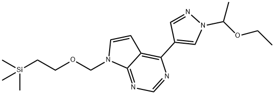 4-(1-(1-乙氧基乙基)-1H-吡唑-4-基)-7-(2-(三甲基硅基)乙氧基)甲基)-7H-吡咯并[2,3-D]嘧啶 结构式