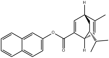 2-Naphthyl (1R,4R,7R)-7-isopropyl-5-methylbicyclo[2.2.2]octa-2,5-diene-2-carboxylate
		
	 Struktur