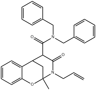 3-allyl-N,N-dibenzyl-2-methyl-4-oxo-3,4,5,6-tetrahydro-2H-2,6-methanobenzo[g][1,3]oxazocine-5-carboxamide Structure