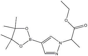 2-(4-(4,4,5,5-四甲基-1,3,2-二氧硼杂环戊烷-2-基)-1H-吡唑-1-基)丙酸乙酯, 1220968-24-0, 结构式