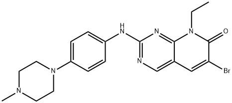 6-溴-8-乙基-2 - ((4-(4-甲基哌嗪-1-基)苯基)氨基)吡啶并[2,3-D]嘧啶-7(,1232030-40-8,结构式