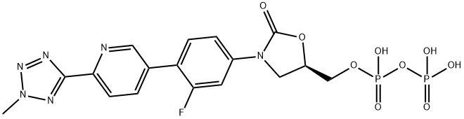 ((R)-3-(3-fluoro-4-(6-(2-methyl-2H-tetrazol-5-yl)pyridin-3-yl)phenyl)-2-oxooxazolidin-5-yl)methyl trihydrogen diphosphate Structure