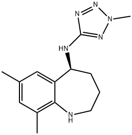 (S)-7.9-dimethyl-N-(2-methyl-2H-tetrazol-5-yl)-2.3.4.5-tetrahydro-1H-benzo[b]azepin-5-amine Struktur