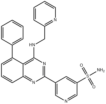 5-[4-(2-ピリジニルメチルアミノ)-5-フェニルキナゾリン-2-イル]ピリジン-3-スルホンアミド 化学構造式