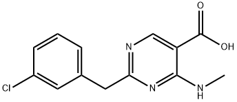 2-(3-Chlorobenzyl)-4-(methylamino)pyrimidine-5-carboxylic acid 结构式