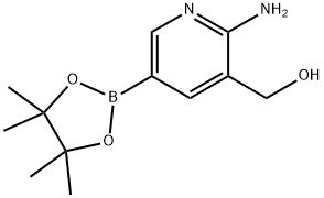 [2-amino-5-(tetramethyl-1,3,2-dioxaborolan-2-yl)pyridin-3-yl]methanol 结构式
