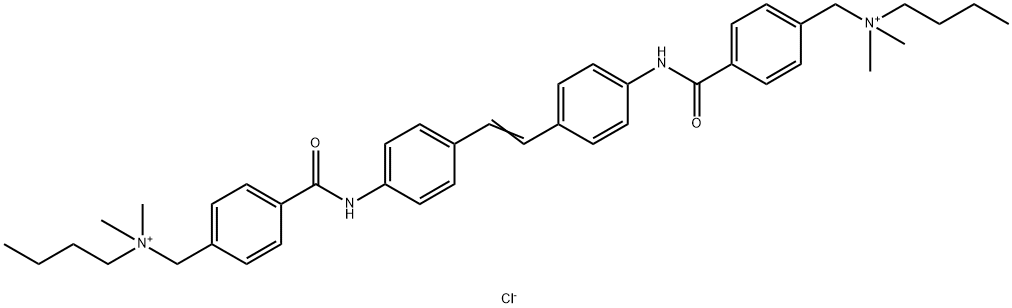 4,4'-[1,2-エテンジイルビス(4,1-フェニレンイミノカルボニル)]ビス(N-ブチル-N,N-ジメチルベンゼンメタンアミニウム)ジクロリド 化学構造式