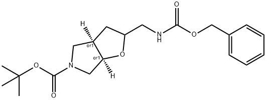 Cis-Tert-Butyl 2-((((Benzyloxy)Carbonyl)Amino)Methyl)Tetrahydro-2H-Furo[2,3-C]Pyrrole-5(3H)-Carboxylate Struktur