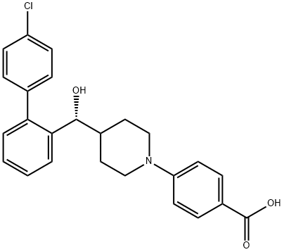 (R)-4-(4-((4'-chlorobiphenyl-2-yl)(hydroxy)methyl)piperidin-1-yl)benzoicacid 化学構造式