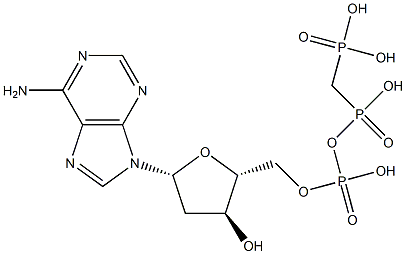 2'-Deoxyadenosine 5'-[hydrogen [[hydroxy(phosphonooxy)phosphinyl]methyl]phosphonate] Struktur