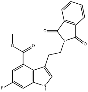 3-[2-(1,3-Dihydro-1,3-dioxo-2H-isoindol-2-yl)ethyl]-6-fluoro-1H-indole-4-carboxylic acid methyl ester 化学構造式