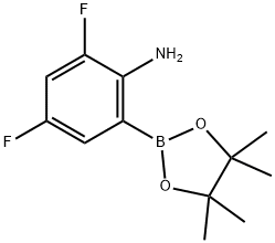 (2-アミノ-3,5-ジフルオロフェニル)ボロン酸ピナコールエステル 化学構造式