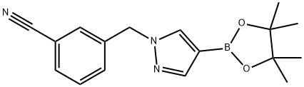 3-((4-(4,4,5,5-四甲基-1,3,2-二氧硼杂硼烷-2-基)-1H-吡唑-1-基)甲基)苯甲腈, 1415825-10-3, 结构式