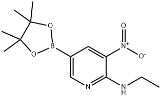 N-Ethyl-3-nitro-5-(tetramethyl-1,3,2-dioxaborolan-2-yl)pyridin-2-amine Struktur