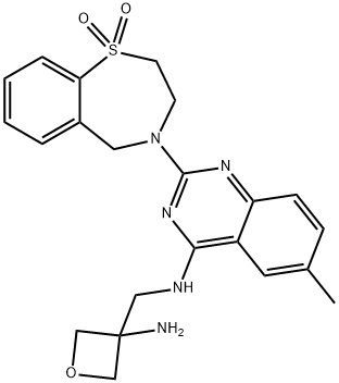 N-[(3-aminooxetan-3-yl)methyl]-2-(1,1-dioxido-2,3-dihydro-1,4-benzothiazepin-4(5H)-yl)-6-methylquinazolin-4-amine Structure