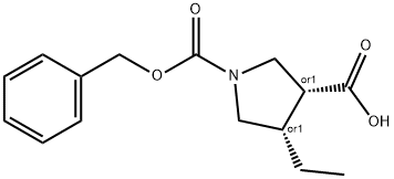 cis-1-(benzyloxycarbonyl)-4-ethylpyrrolidine-3-carboxylic acid Struktur