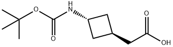 2-(trans-3-((tert-Butoxycarbonyl)amino)cyclobutyl)acetic acid, 1434142-05-8, 结构式
