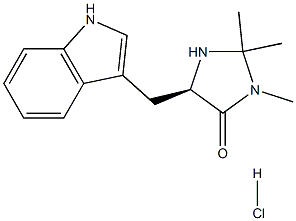 (5R)-5-(1H-Indol-3-ylmethyl)-2,2,3-trimethyl-4-imidazolidinone monohydrochloride Struktur